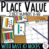 Place Value 2 digits Task Cards using Base 10 Blocks - num