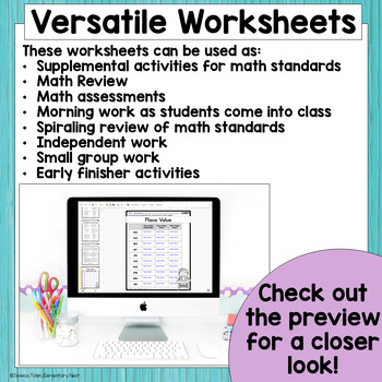 place value worksheets 2nd grade math nbt standards based activities w digital