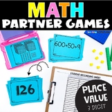 Place Value 3 Digit War Partner Math Game - Base 10 Blocks
