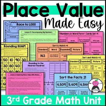 Preview of Place Value 3rd Grade Math Unit Lessons Games Activities