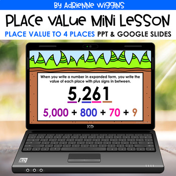 Preview of Place Value 4 Digits Mini Lesson - PPT & Google - Distance Learning