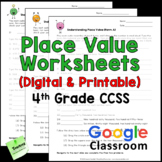 Place Value Worksheets 4th Grade CCSS Printable & Digital 