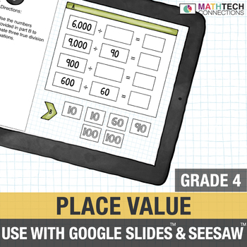 Preview of Place Value 4th Grade Google Classroom Digital Math Review Test Prep Activities