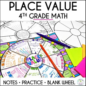 Preview of Place Value 4th Grade Math Doodle Wheel Guided Notes and Practice
