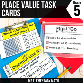 Preview of Place Value Math Task Cards - 5th Grade Math Centers