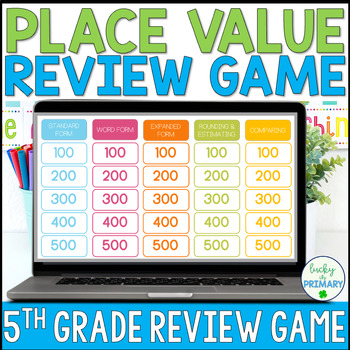 Preview of Place Value Game Show Review | 5th Grade Jeopardy Game | Test Prep Math Activity