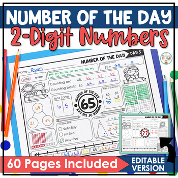 Preview of Number of the Day Place Value Activities | 2-digit Number of the Day Worksheets