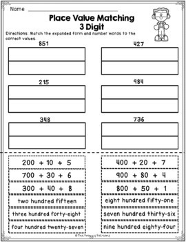 place value worksheets freebie 3 digit place value by