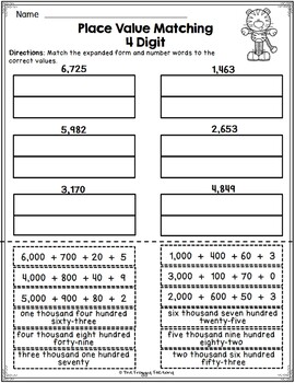 Place Value Worksheet FREEBIE - 4 Digit Place Value | Distance Learning