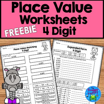 place value worksheet freebie 4 digit place value by the froggy factory