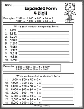 place value worksheet freebie 4 digit place value by the froggy factory