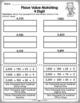 place value worksheet freebie 4 digit place value by the froggy factory