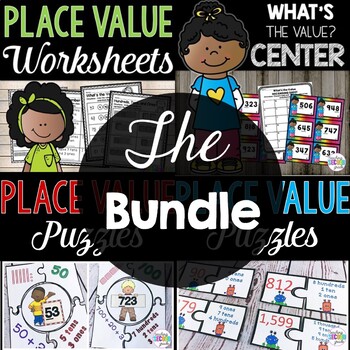 Preview of Place Value Activities - Worksheets and Puzzles for Centers Stations Independent