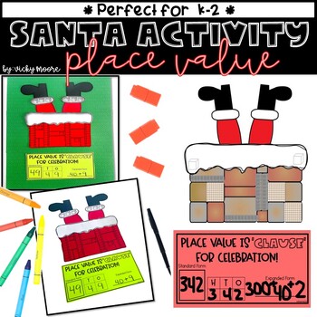 Preview of Place Value Activity  | Santa Place Value Craft |  Christmas Santa Craft