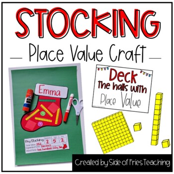 Preview of Place Value Activity Stocking Christmas 1st Grade 2nd Grade