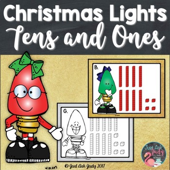 Preview of Place Value Activity Tens and Ones Jolly Christmas Lights