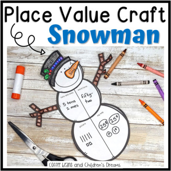 Preview of Place Value Activity | Winter Math | Snowman Craft