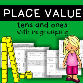 Preview of Place Value Adding with Regrouping 2 Digits Tens and Ones Base Ten Blocks