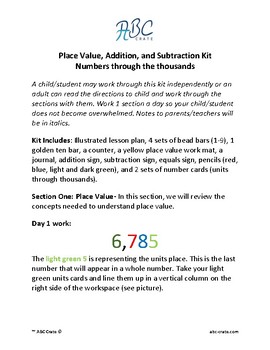 Preview of Place Value, Addition, and Subtraction Kit, Numbers through the thousands