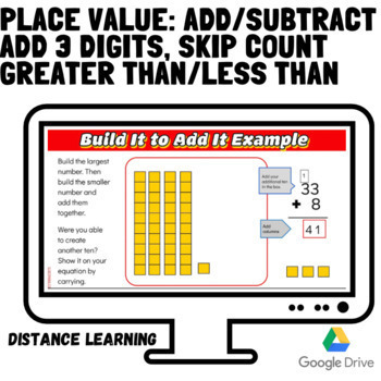 Preview of Place Value Addition and Subtraction with Manipulative Bricks, Google Slides™
