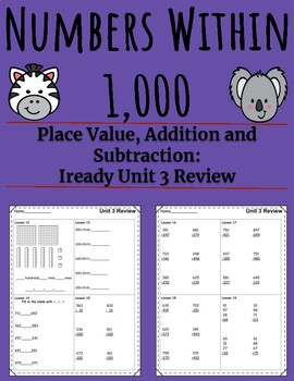 Preview of Place Value, Addition and Subtraction within 1,000-Iready Unit 3 Review