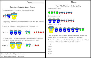 Preview of Place Value Analogy and Practice - Number Buckets