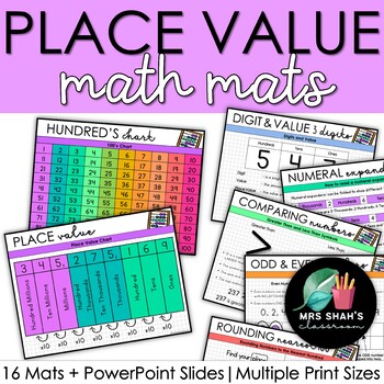 Preview of Place Value Math Mats and PowerPoint Slides - Number Sense