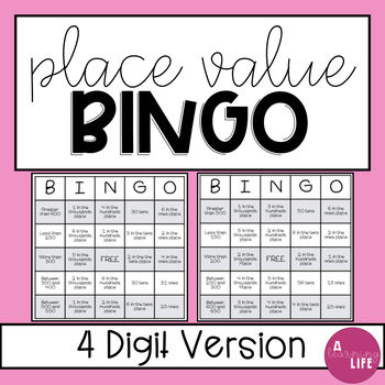 No Prep Place Value Bingo Game: For 4 Digit Numbers 