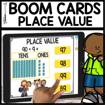 Preview of Place Value Tens & Ones to 99 Boom Cards Games 1st Grade Math Task Cards Centers