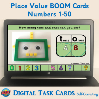 Preview of MAB Block BOOM Cards (Numbers 1-50) – Digital Task Cards: 1st Grade BASE 10