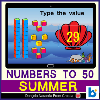 Preview of Place Value Base 10 Blocks | Ocean Summer End of School MATH Boom™ Cards