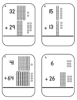 Place Value Base Ten Block and Cubes Addition Task Cards- Adding Tens