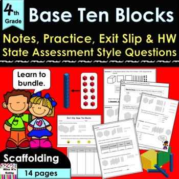 Preview of Place Value: Base Ten Blocks no prep lesson: notes, CCLS practice, HW, exit slip