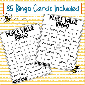 Place Value Bingo Game - Thousands Place - 35 Bingo Boards by Busy Bee ...