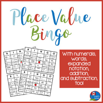 Preview of Place Value Math Bingo for 2nd and 3rd Grade