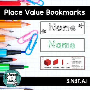Preview of Place Value Bookmarks