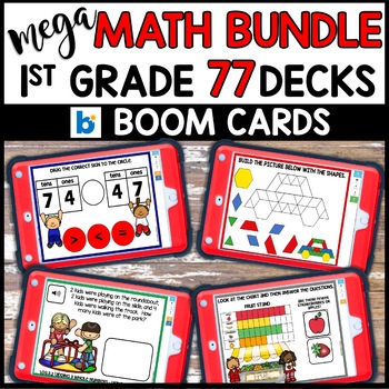 Preview of Boom Cards Math Games and Centers Place Value, Graphing, Addition, Subtraction