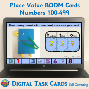Preview of MAB Block Boom Cards (Numbers 100-499) – Digital Task Cards: 2nd Grade BASE 10