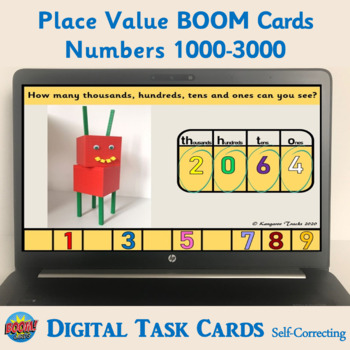 Place Value Boom Cards Numbers 1000 3000 Digital Task Cards 3rd Grade Base 10