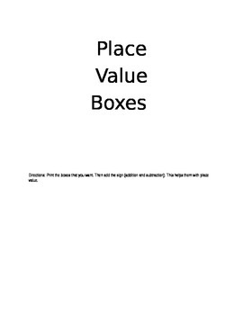 Preview of Place Value Boxes