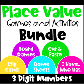 Preview of Place Value Bundle 3 Digit Number Activities & Games: Expanded Form, Base 10 etc