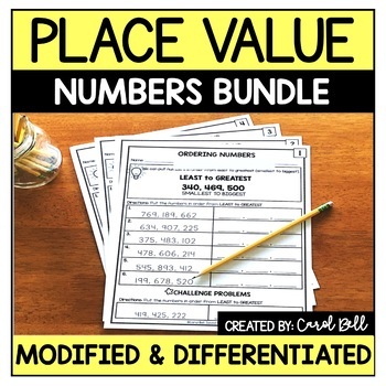 Preview of Place Value Bundle Comparing Numbers Ordering Numbers and Value of a Digit