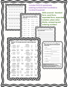 place value bundle worksheets task cards 3rd grade teks 4th grade