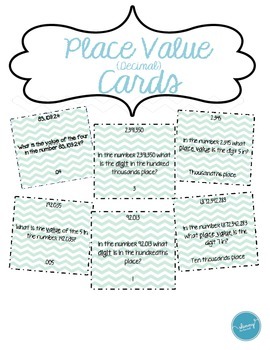 Preview of Place Value Decimal Cards