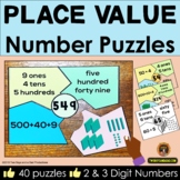 Place Value Puzzles for 2 & 3 Digit Numbers