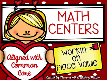 Preview of Place Value Centers Valentines Math