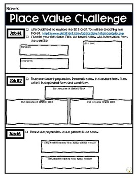 Preview of Place Value Challenge PBL