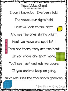 Preview of Place Value Chant