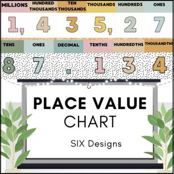Preview of Place Value Chart - Clean Boho Style - Six Design Options