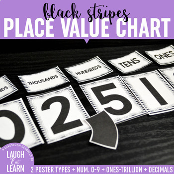 Preview of Place Value Chart Display // Black & White {Stripes}